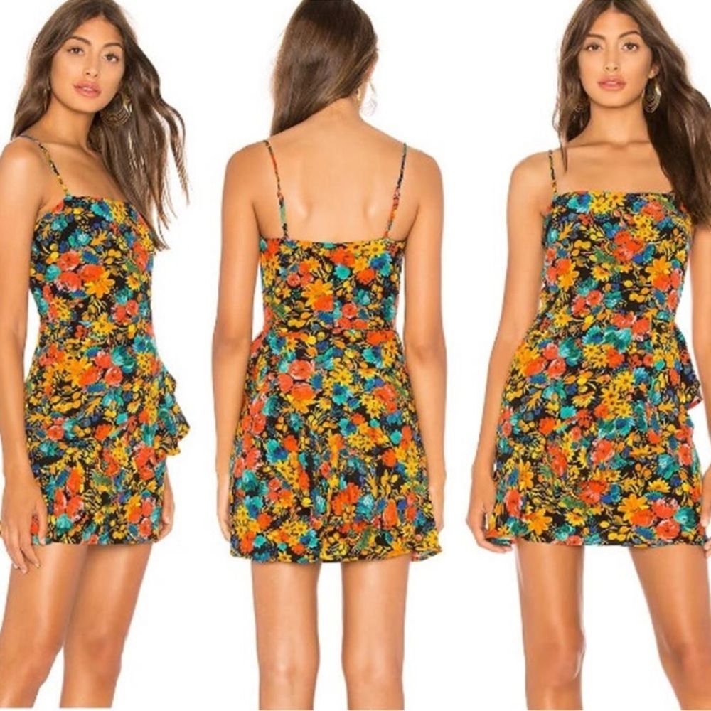 Lovers+Friends Claudia Mini Dress Dark Floral Bouquet Multicolor Womens Medium